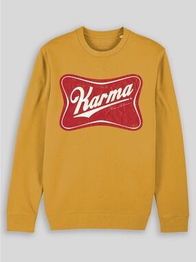 Eden Ashram Karma Beer Iconic Crewneck Sweatshirt Ochre Red Medium 100% Cotton
